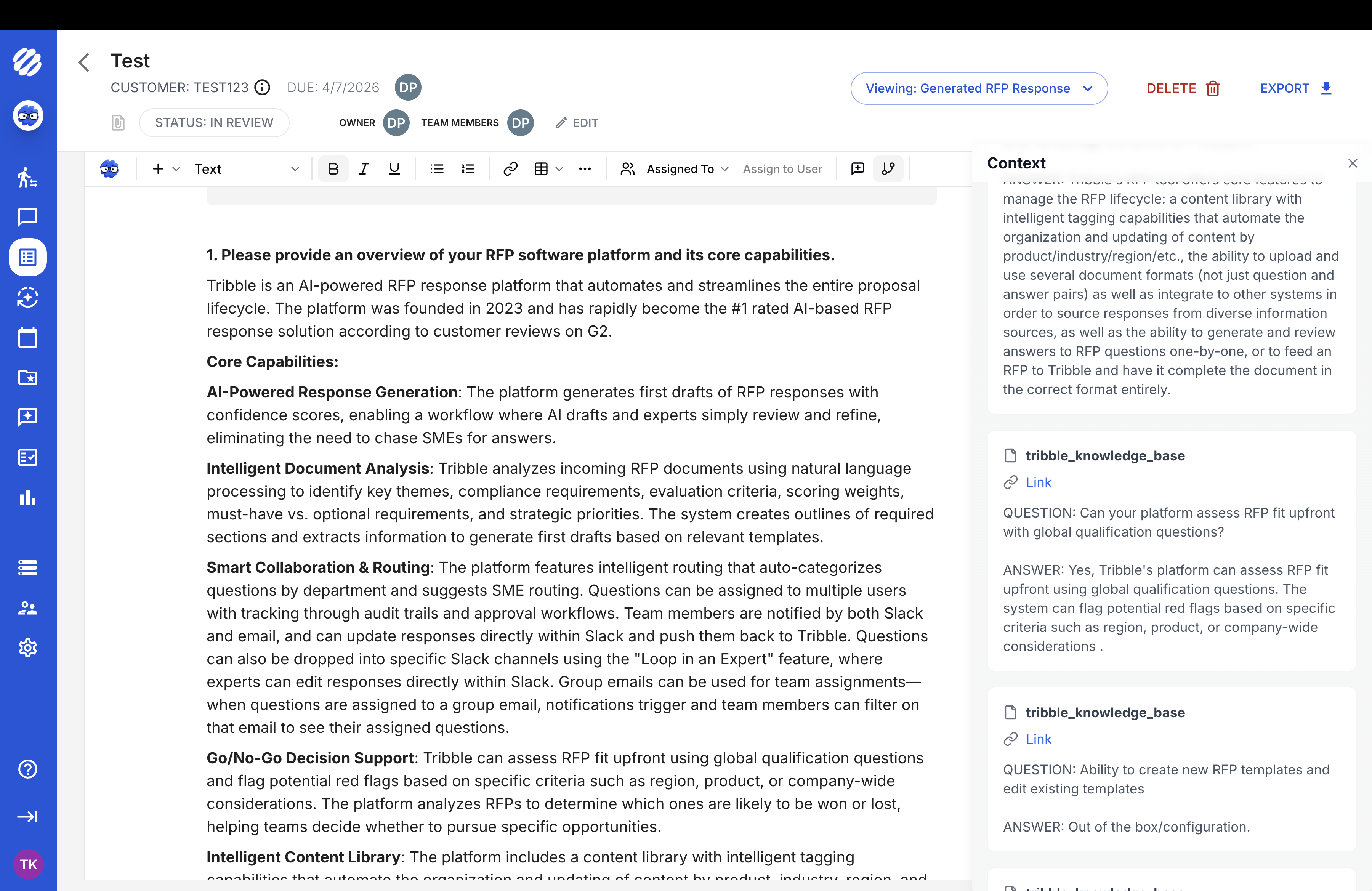 Open a live RFP in the editor